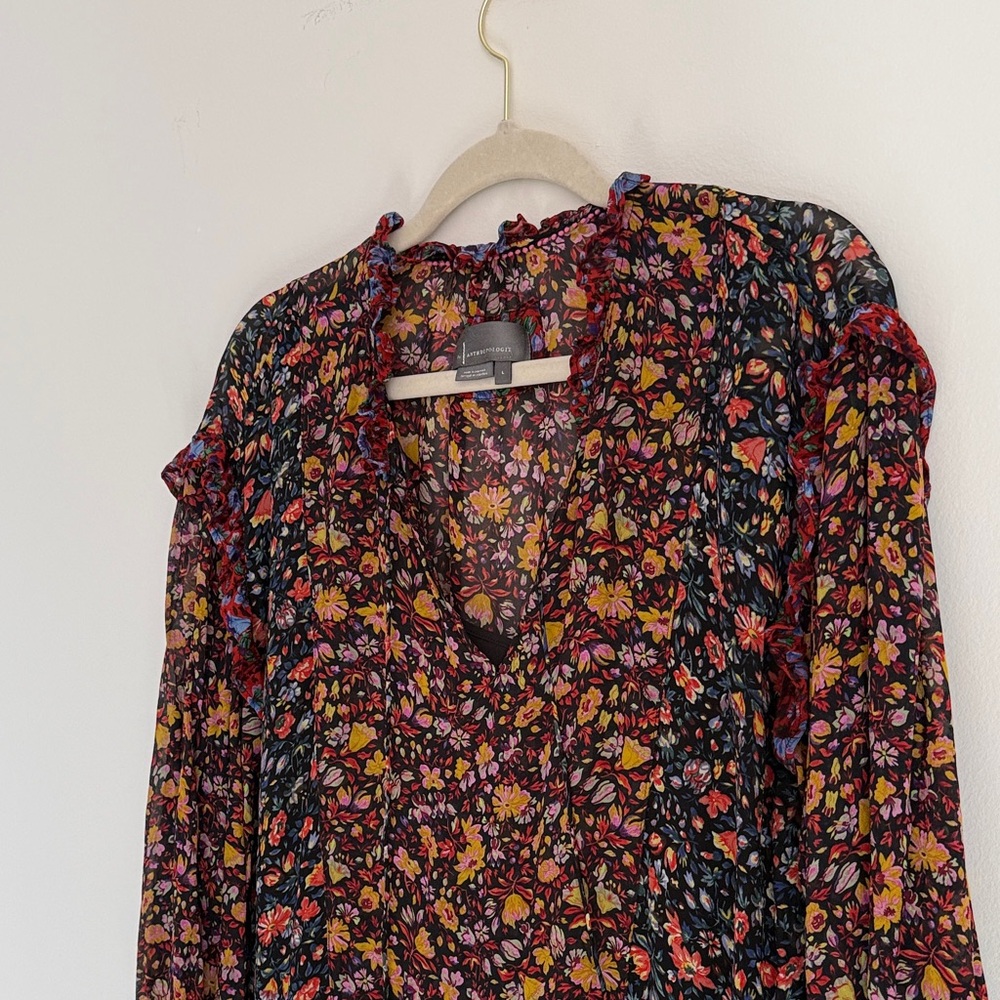 Anthropologie Helene Mixed Floral Print Boho Tunic Dress - Picture 8 of 10